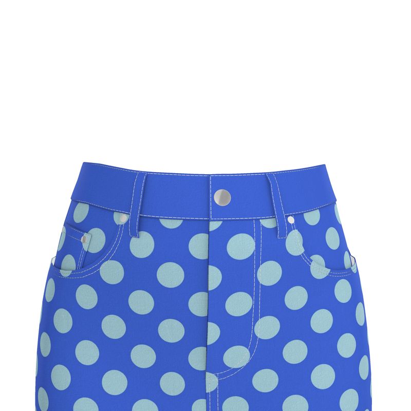 Polka Dot Denim Mini Skirt