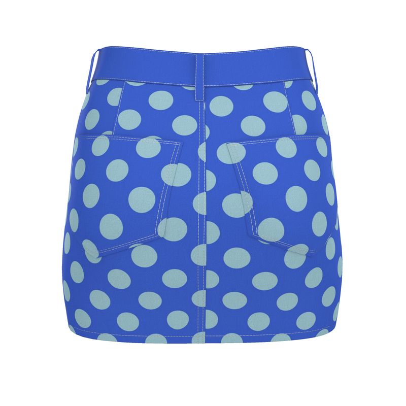 Polka Dot Denim Mini Skirt