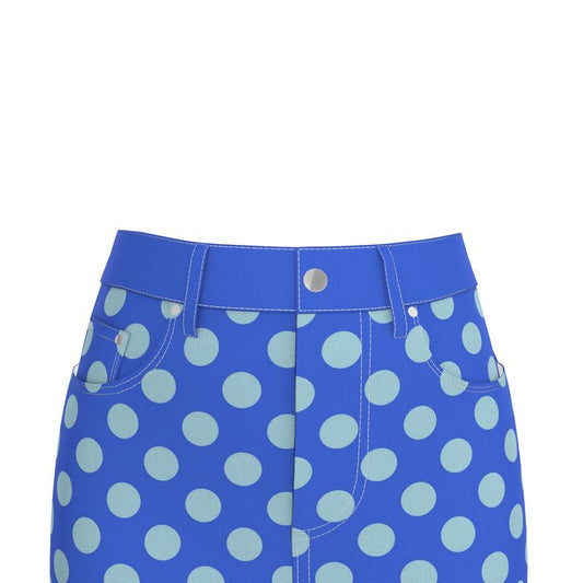 Polka Dot Denim Mini Skirt