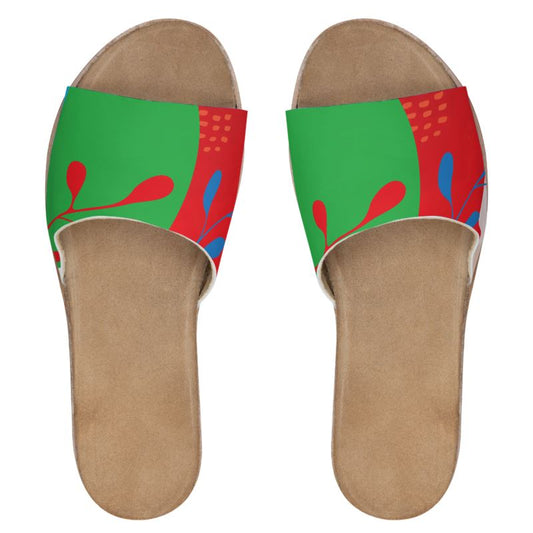 Womens Leather Sliders