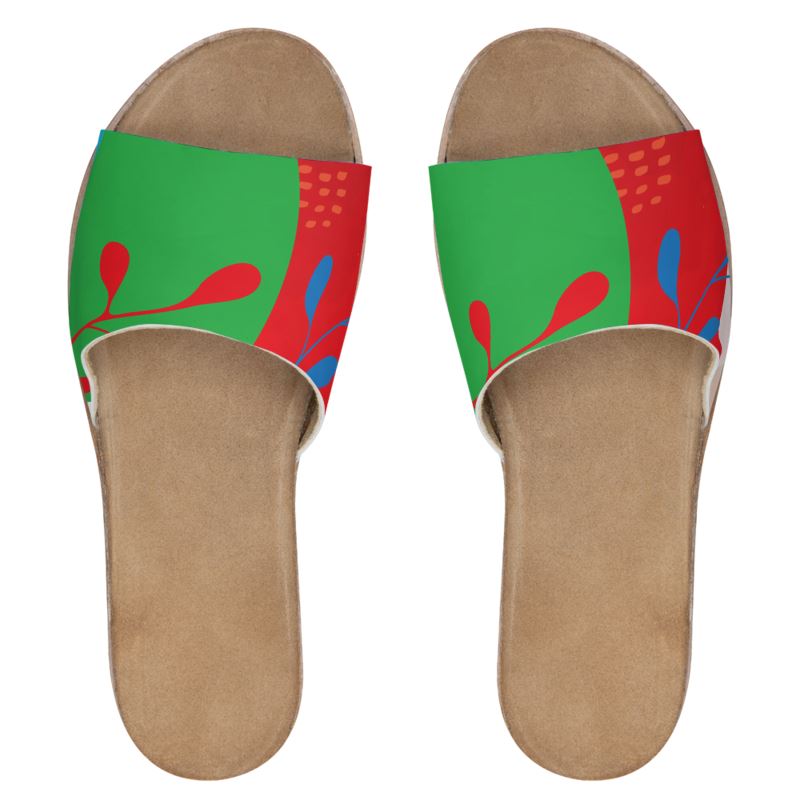 Womens Leather Sliders